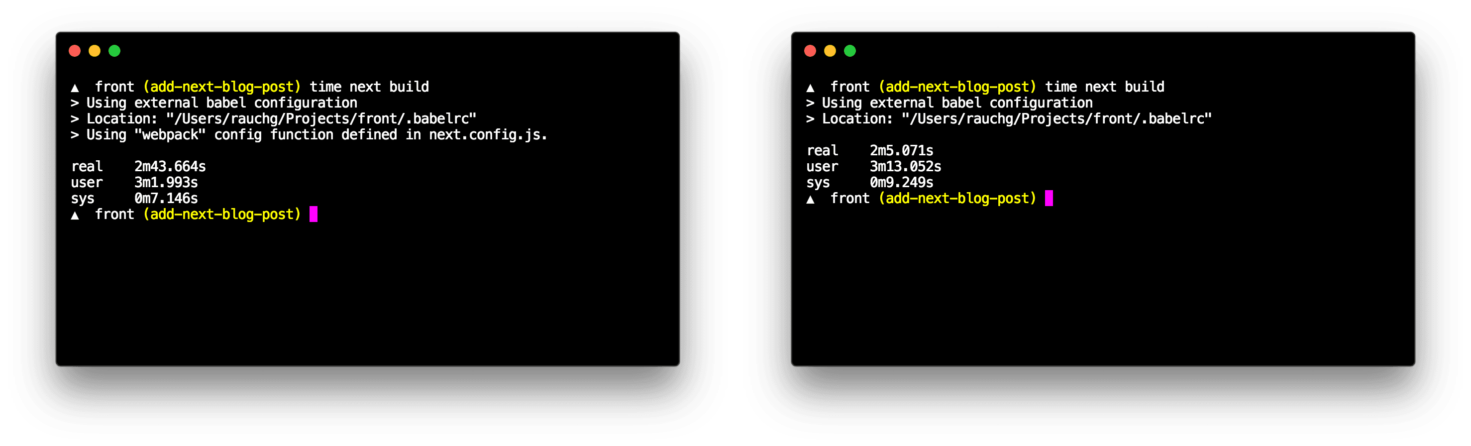 Our main application production build now takes 38 fewer seconds to complete